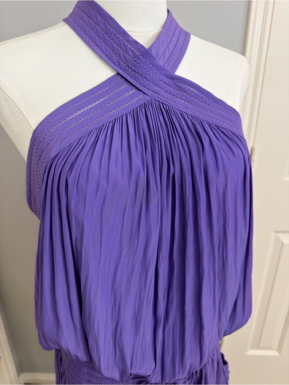 Ramy Brook Ziggy Criss-Cross Halter Mini Dress in Passion Purple